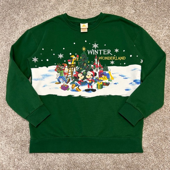 Disney Winter Wonderland Sweatshirt Medium‎ Mickey Mouse Minnie Christmas Goofy - Picture 2 of 8